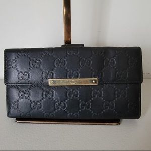 Gucci Black GG Guccissima Leather Continental Wallet